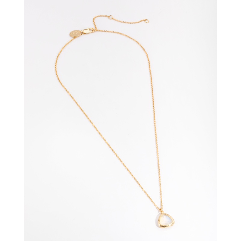 Gold Plated Round Semi Precious Pendant Necklace