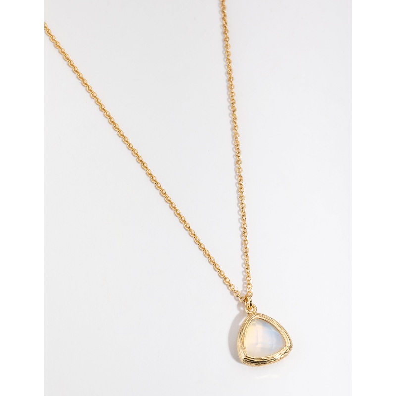 Gold Plated Round Semi Precious Pendant Necklace
