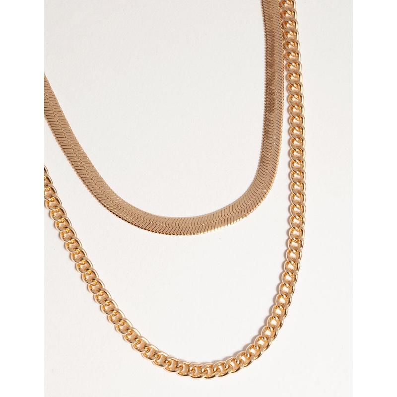 Gold Short Chain 2-Row Necklace