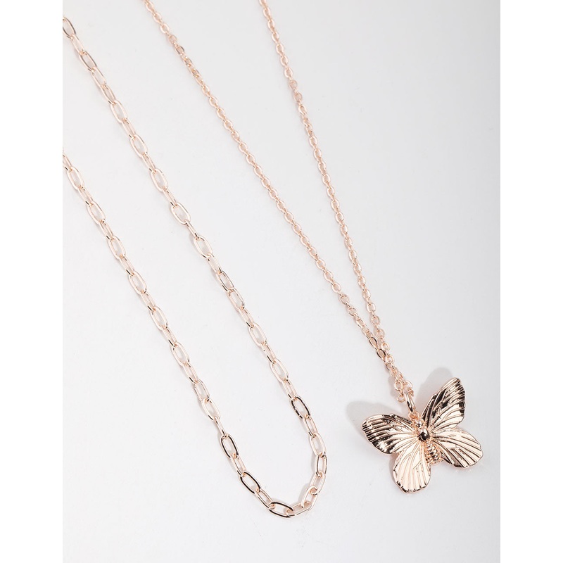 Rose Gold Plated Butterfly Necklace