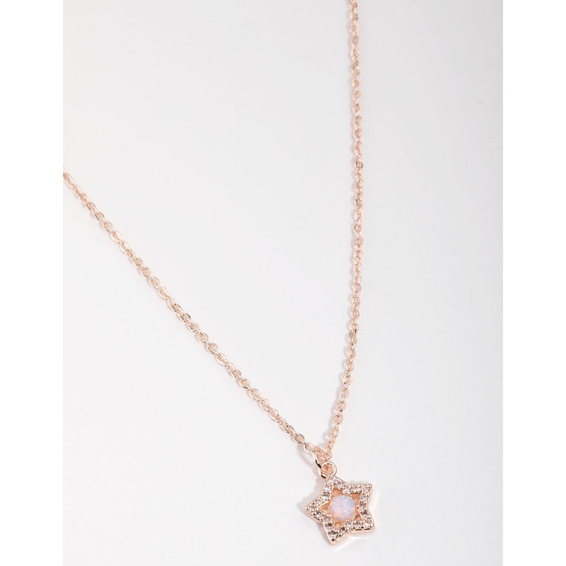 Rose Gold Plated Diamante Star Necklace