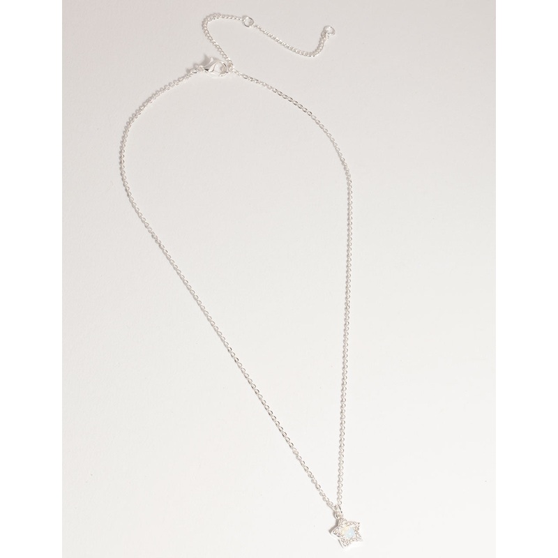 Silver Plated Diamante Star Necklace