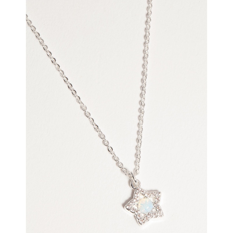 Silver Plated Diamante Star Necklace