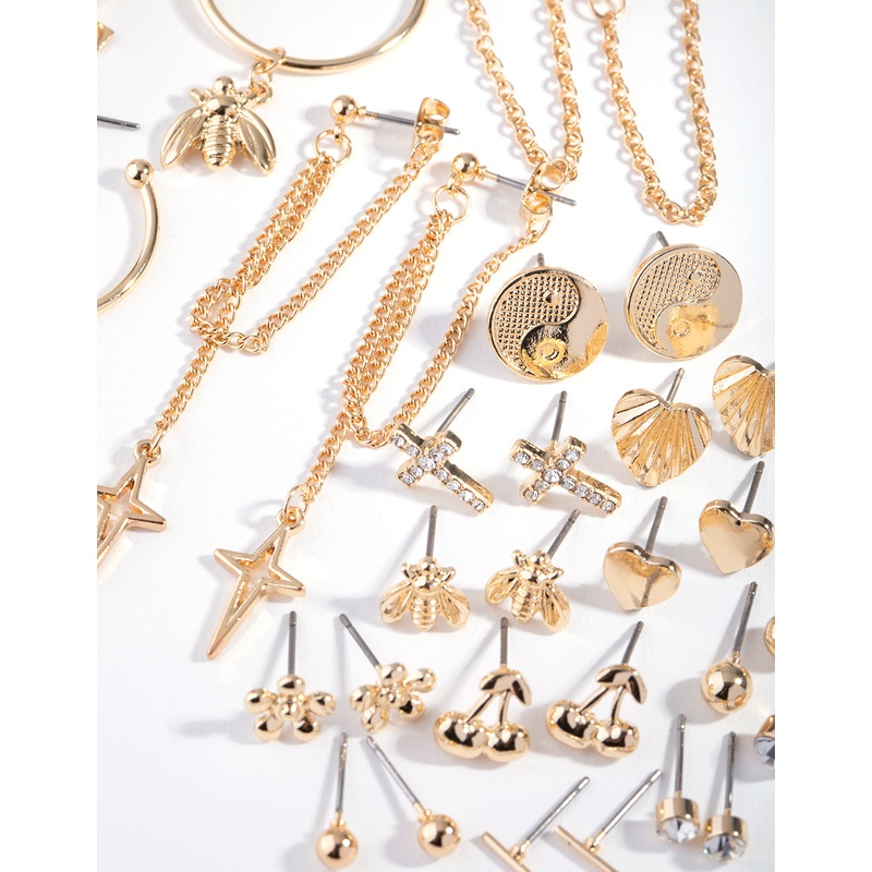 Gold Large Motifs 16-Pack Earring