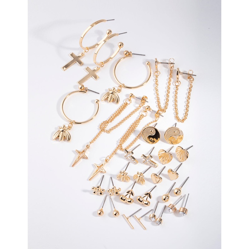 Gold Large Motifs 16-Pack Earring