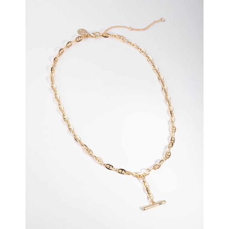 Gold Plated Mariner T-Bar Necklace