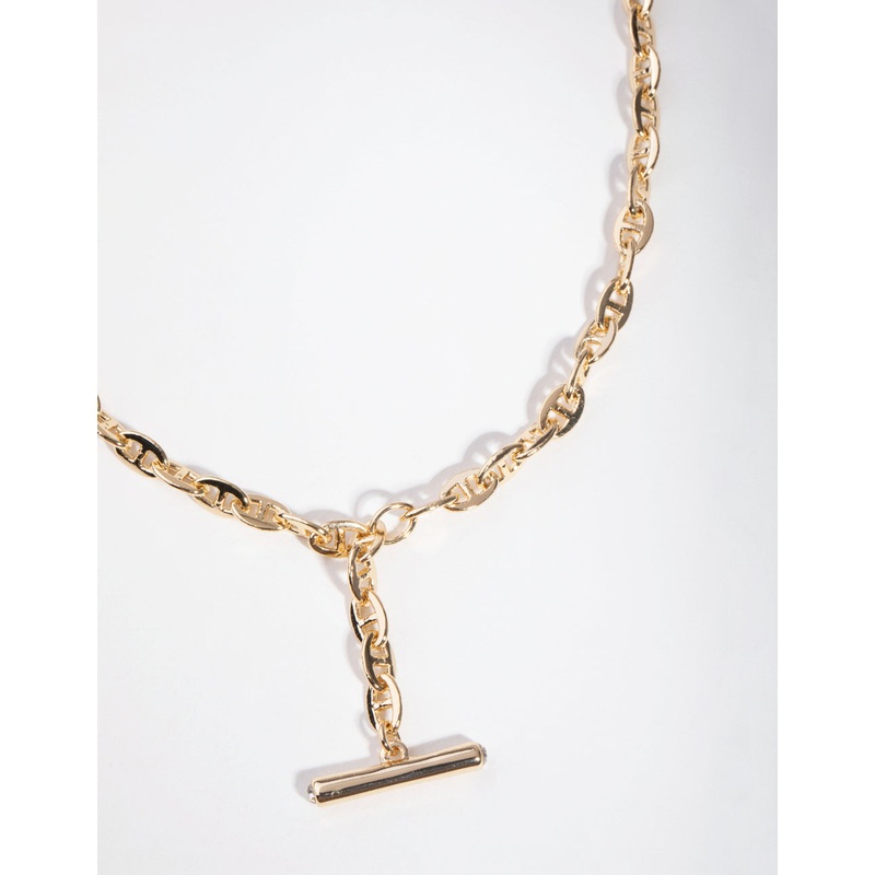 Gold Plated Mariner T-Bar Necklace