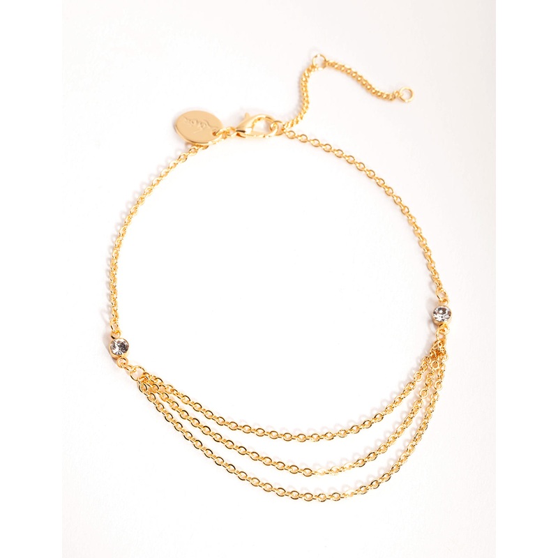Gold Plated Multi Row Chain Bracelet