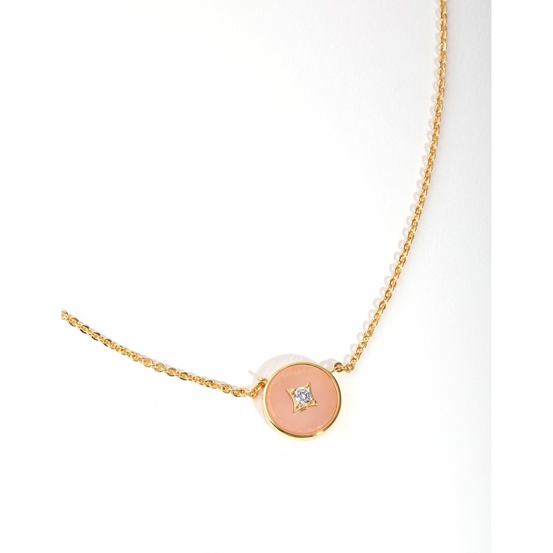 Gold Plated Semi-Precious Diamante Circle Necklace