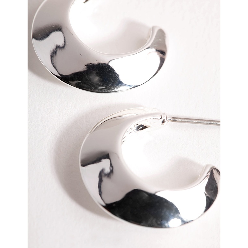 Silver Small Chubby Open Hoop Earrings