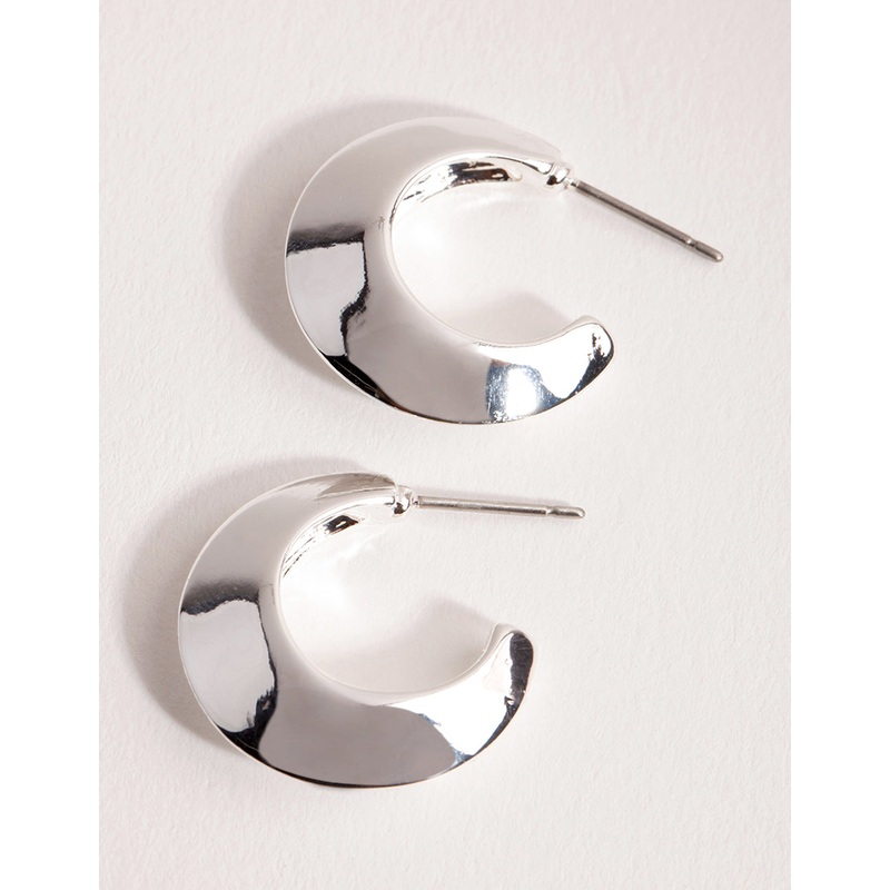 Silver Small Chubby Open Hoop Earrings