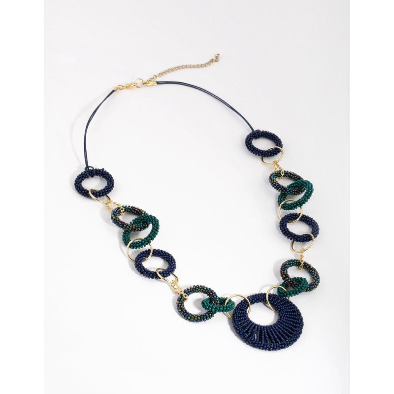 Bead Interlock Hoop Necklace