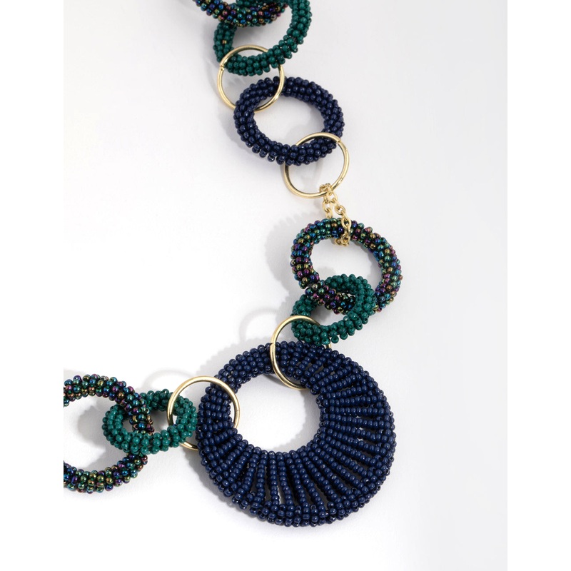 Bead Interlock Hoop Necklace