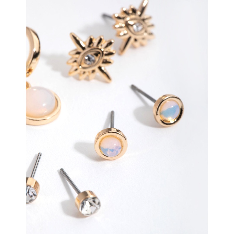 Gold Circle Star Stack Pack Earring