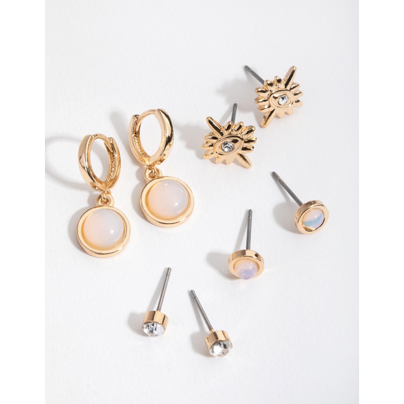 Gold Circle Star Stack Pack Earring