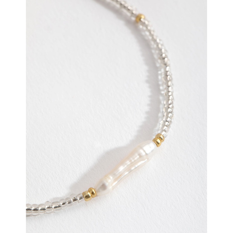 Gold Plated Freshwater Pearl & Seed Bead Bracelet