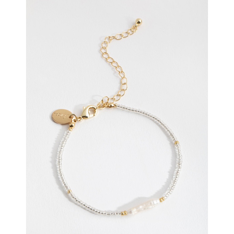 Gold Plated Freshwater Pearl & Seed Bead Bracelet