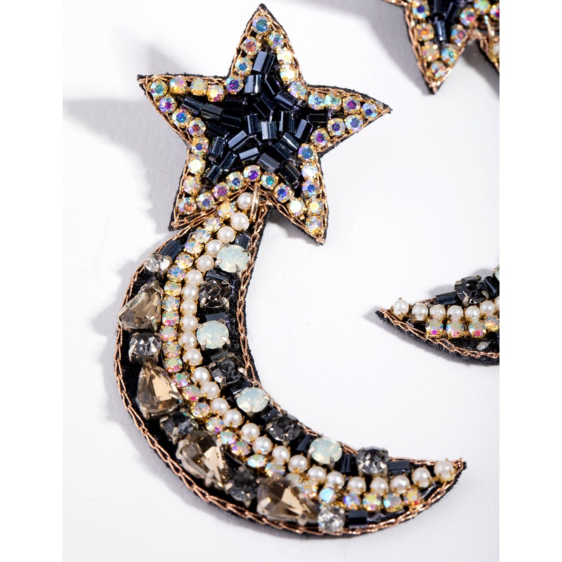 Plastic Mixed Bead Star Stud Earrings