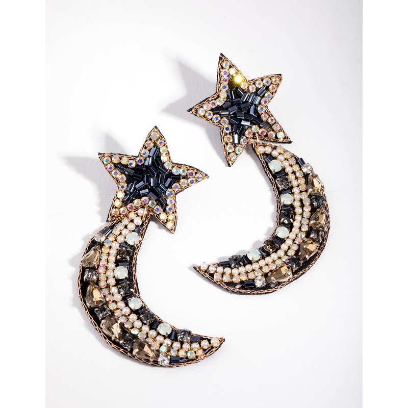 Plastic Mixed Bead Star Stud Earrings