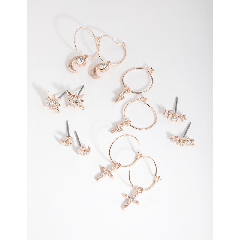 Rose Gold Celestial Sleeper 6-Pack Earring