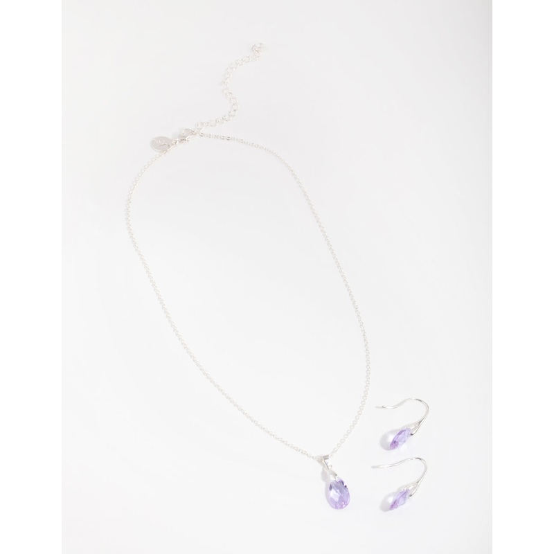 Silver Teardrop Necklace & Earrings Set