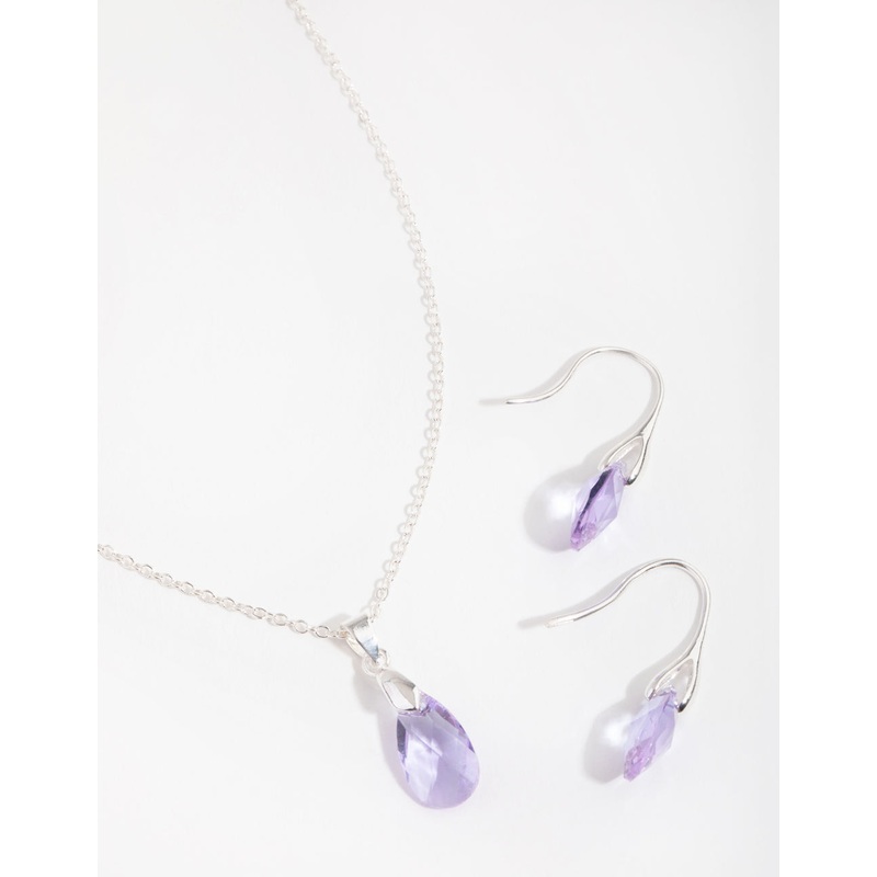 Silver Teardrop Necklace & Earrings Set