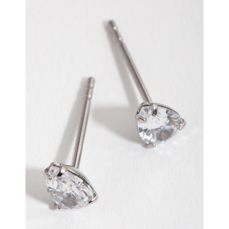 Surgical Steel Cubic Zirconia Pear Stud Earrings