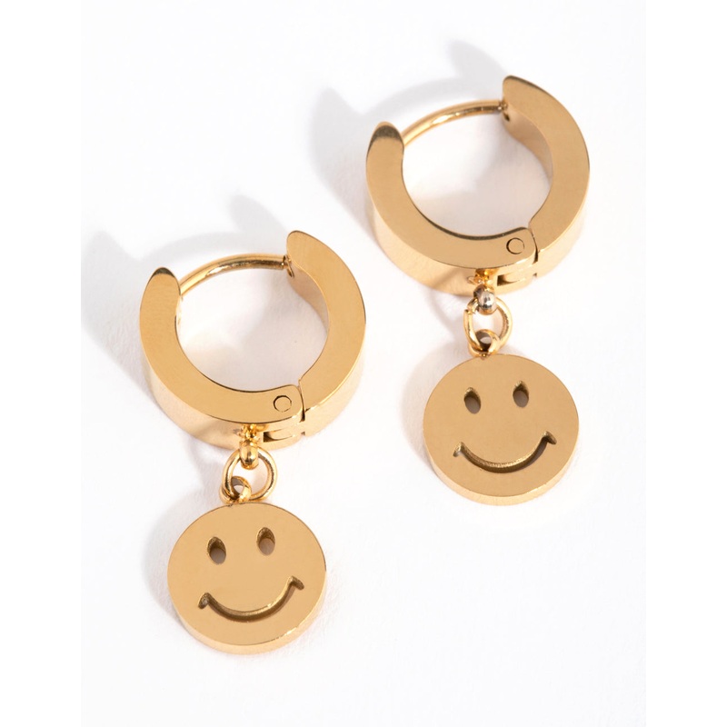 24 Carat Gold Plated Titanium Smile Huggie Earrings