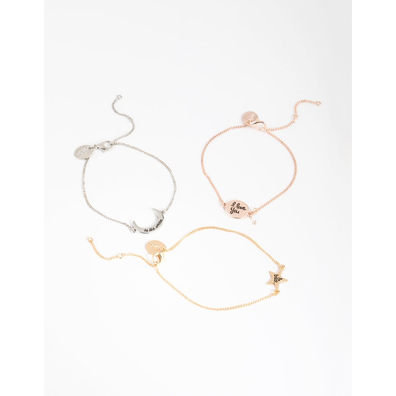 Mixed Metal Love to the Moon Bracelet Pack