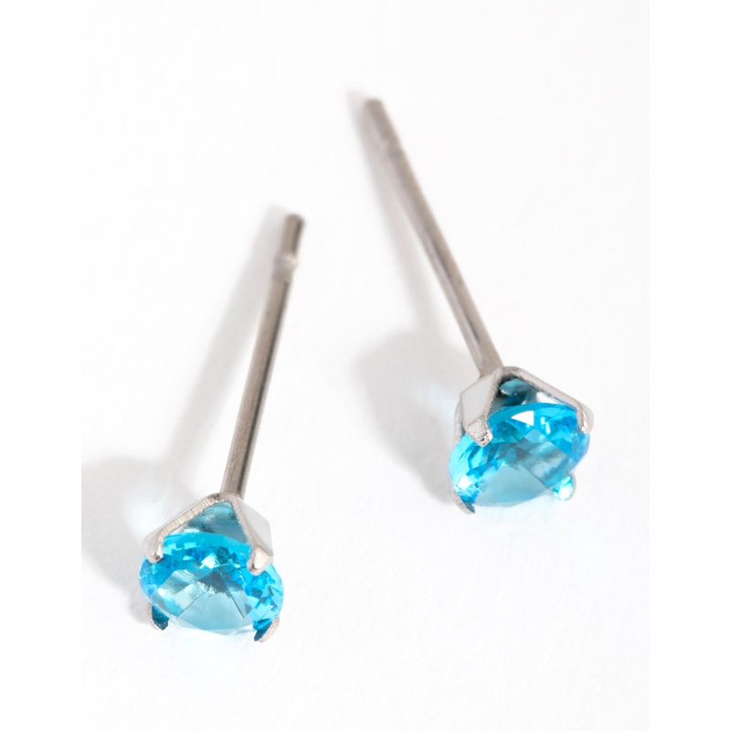 Titanium Round Cubic Zirconia Stud Earrings