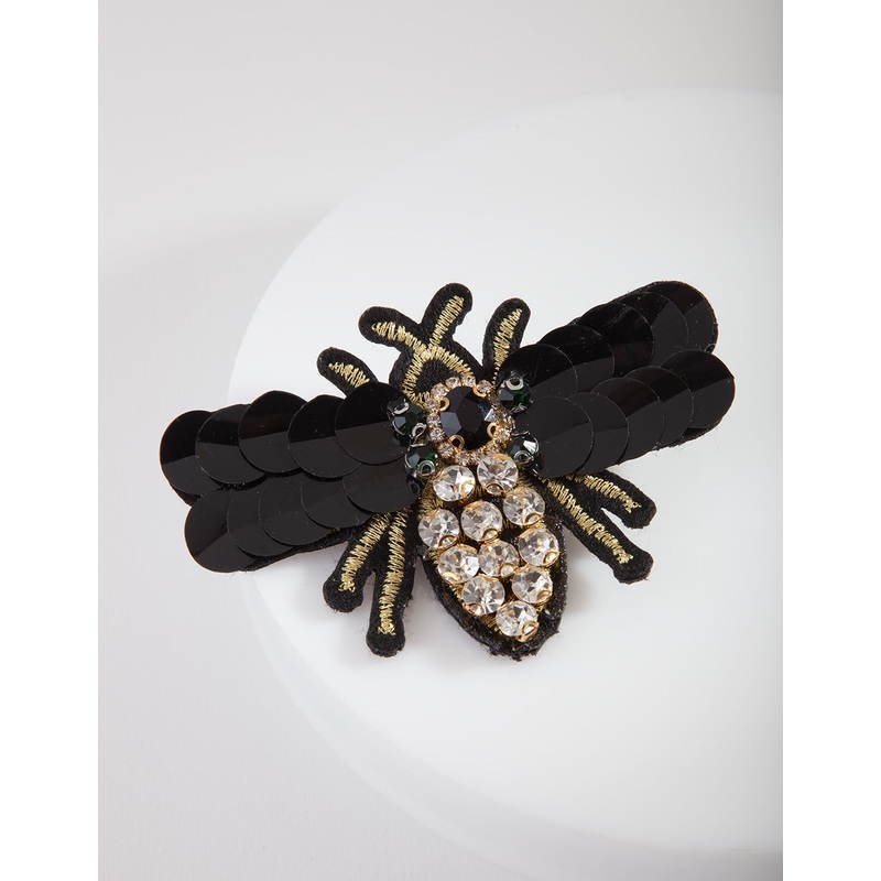 Crystal & Sequin Black Bug Clip