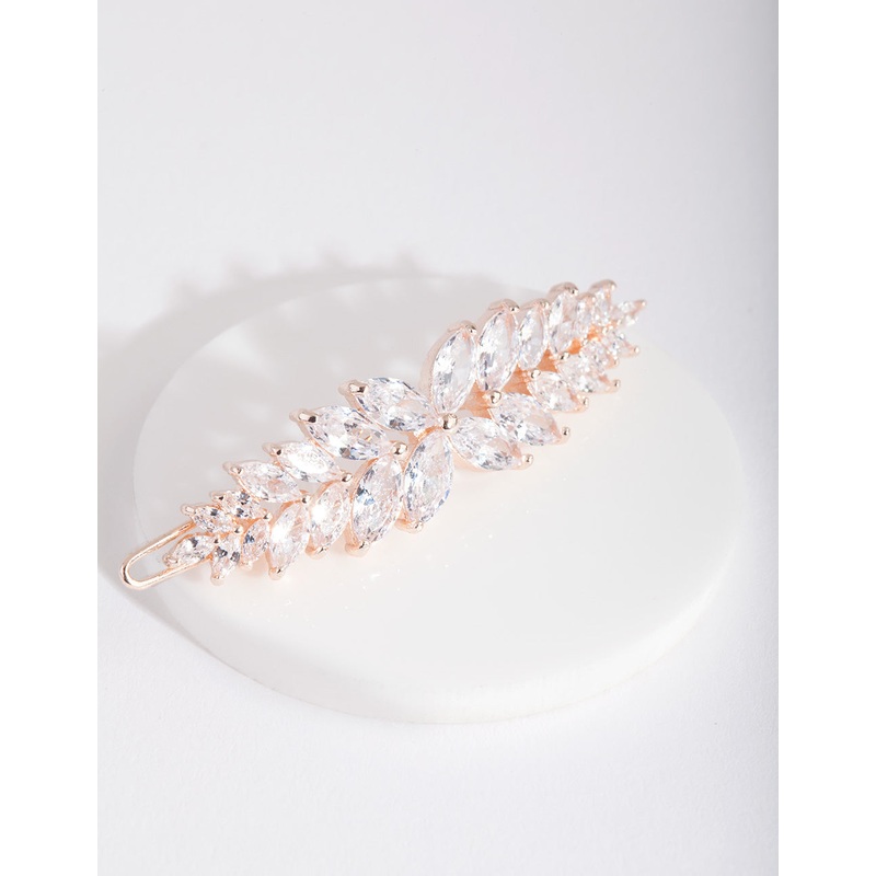 Cubic Zirconia Rose Gold Laurel Hair Clip