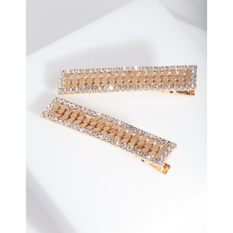 Gold Glow Mesh Hair Clips Pack