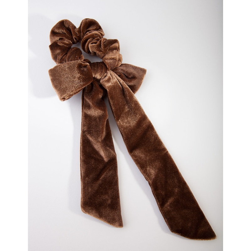 Brown Velvet Scarf Scrunchie