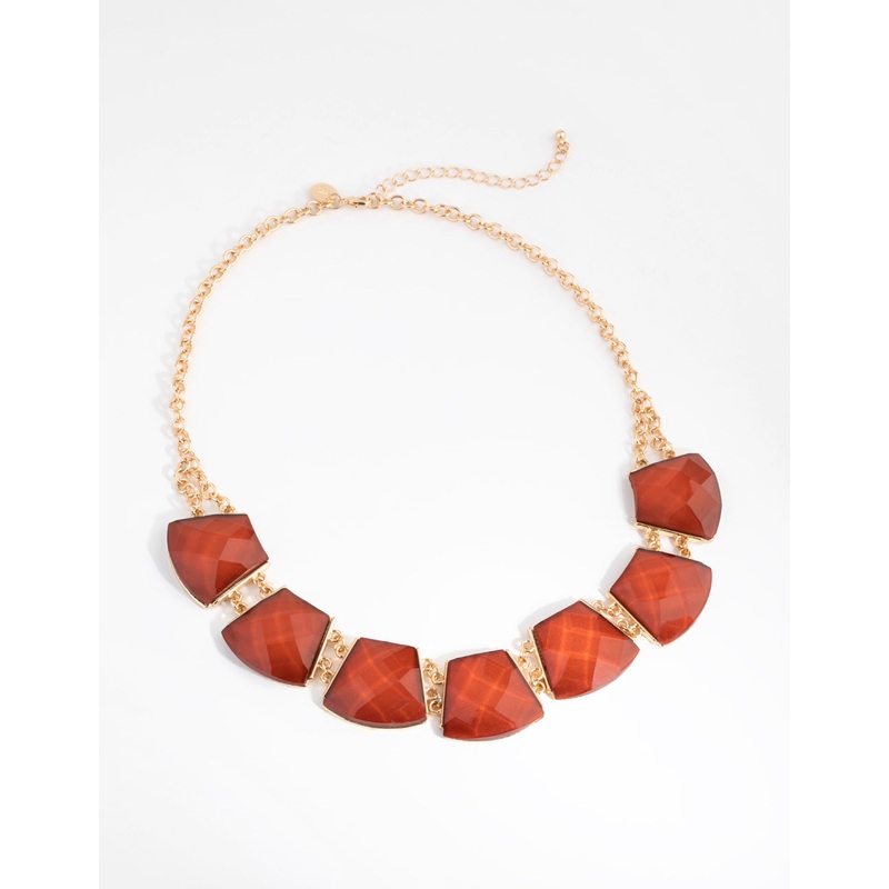 Gold Shaped Stone Chain Necklace