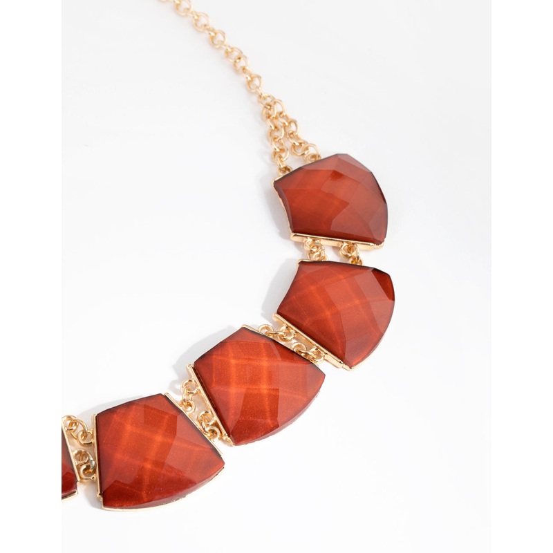 Gold Shaped Stone Chain Necklace