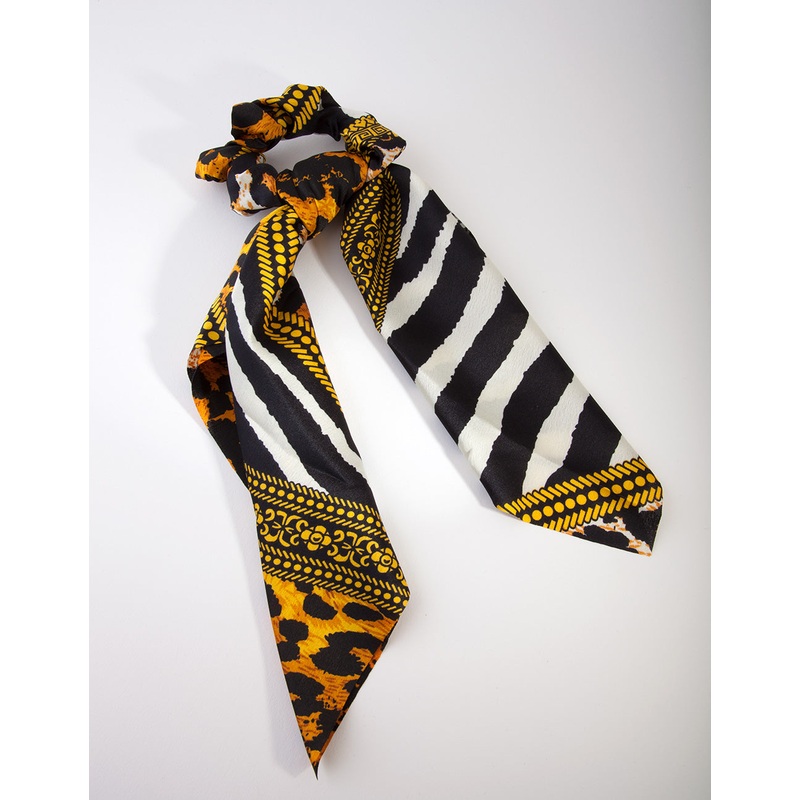 Mixed Animal Print Scarf Scrunchie
