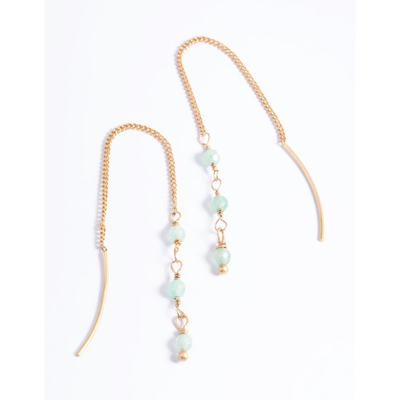 Worn Gold Mini Oval Threader Earrings