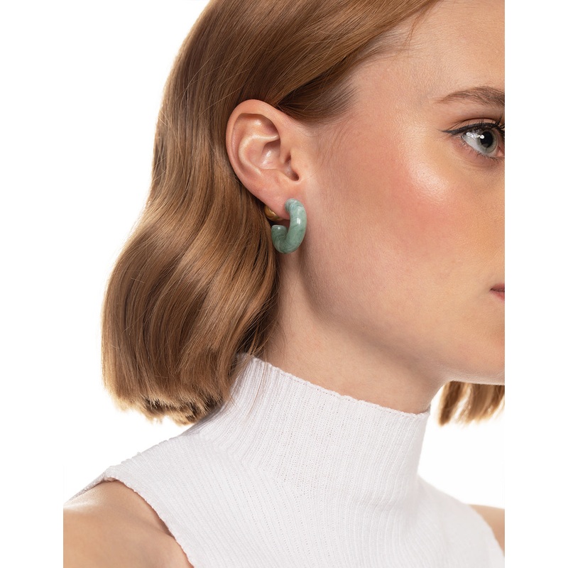 Worn Gold Resin Back & Front Hoop Earrings