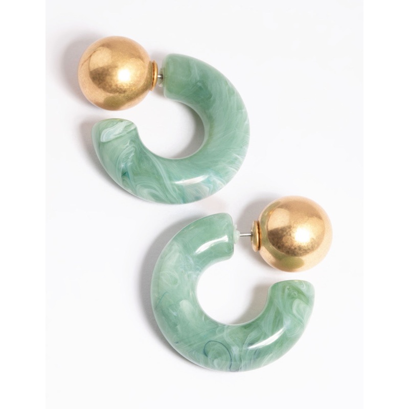 Worn Gold Resin Back & Front Hoop Earrings