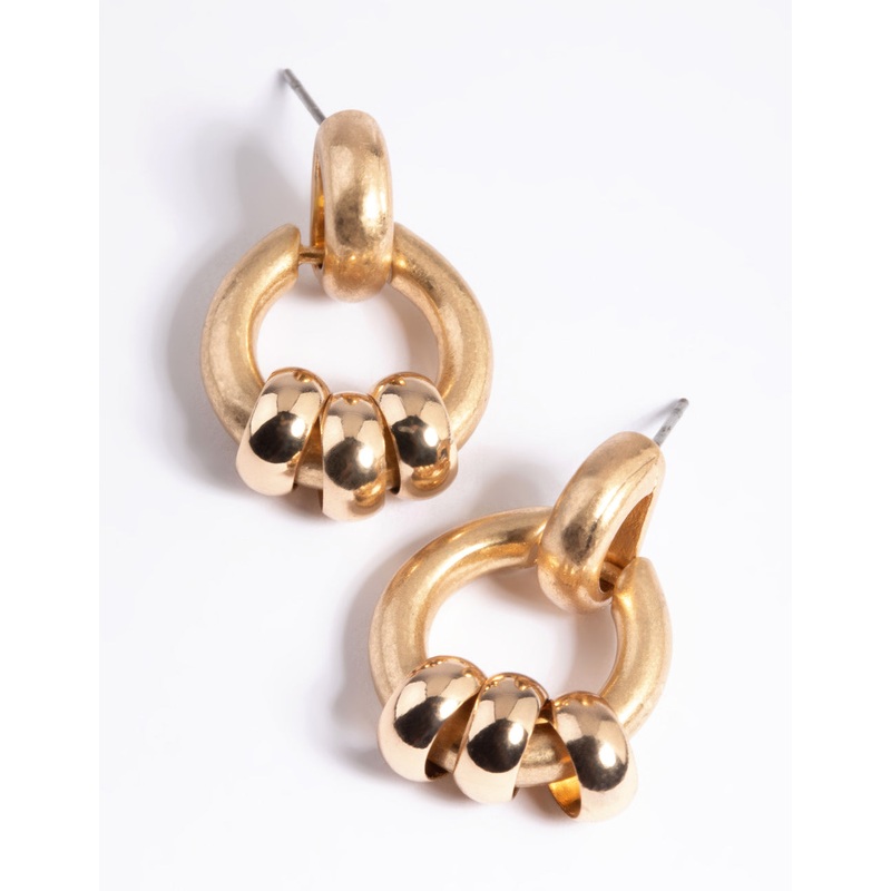 Worn Gold Small Door Knocker Earrings