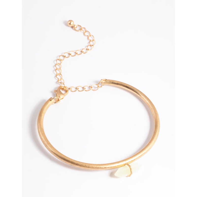Worn Gold Green Shard Cuff Bracelet