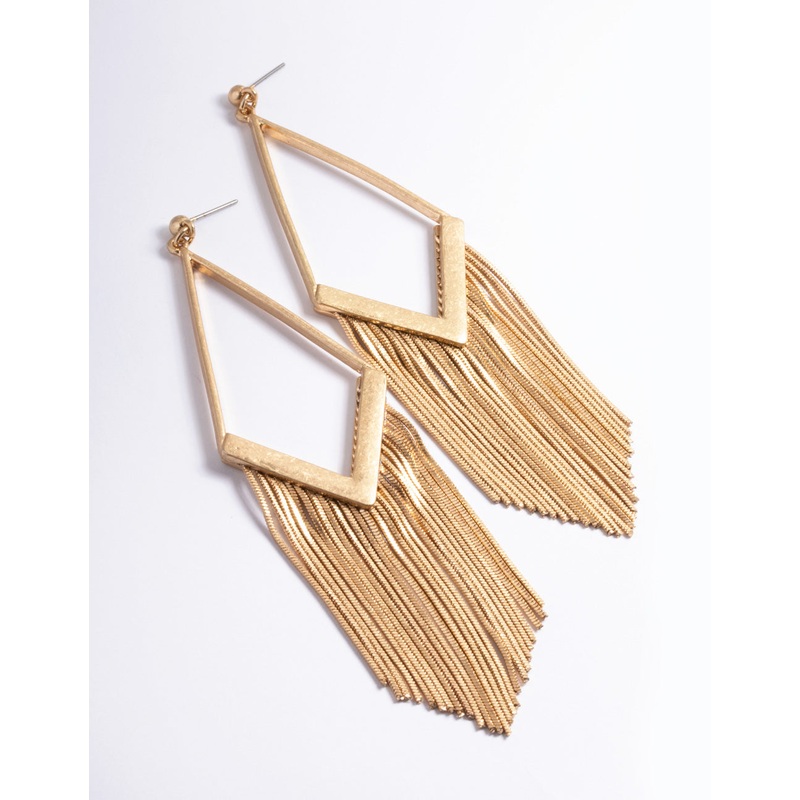 Worn Gold Open Diamond Snake Chain Earrings