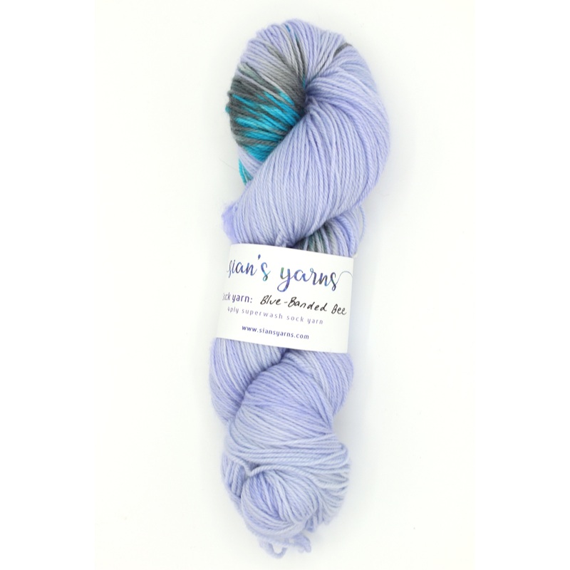 4ply Sock Yarn – Blue Banded Bee – PLANNED POOLING YARN