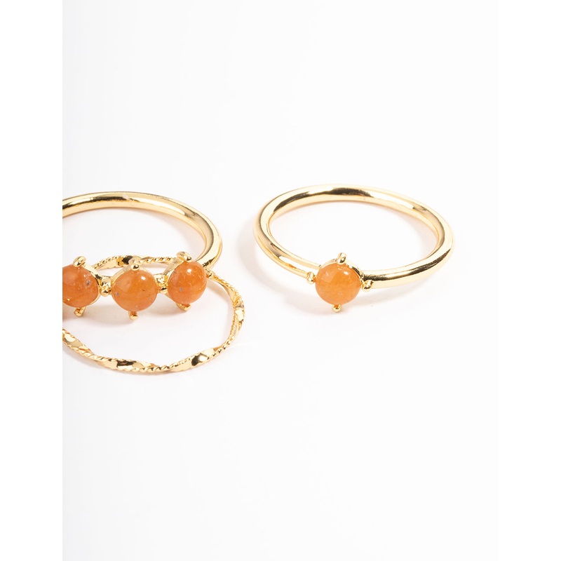 Gold Plated Orange Triangle Round Stack Ring