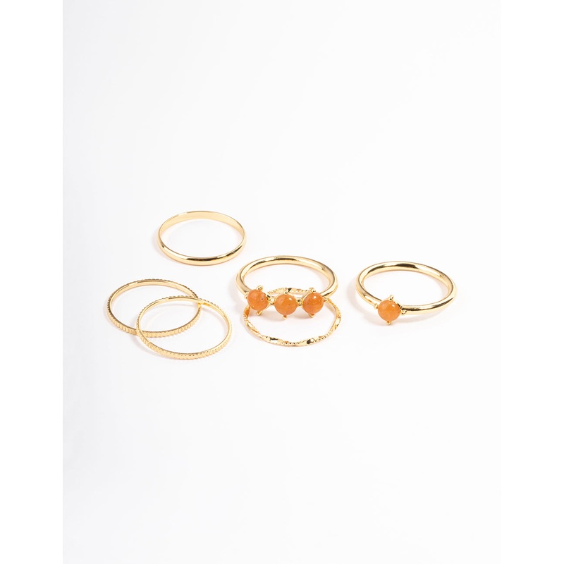Gold Plated Orange Triangle Round Stack Ring