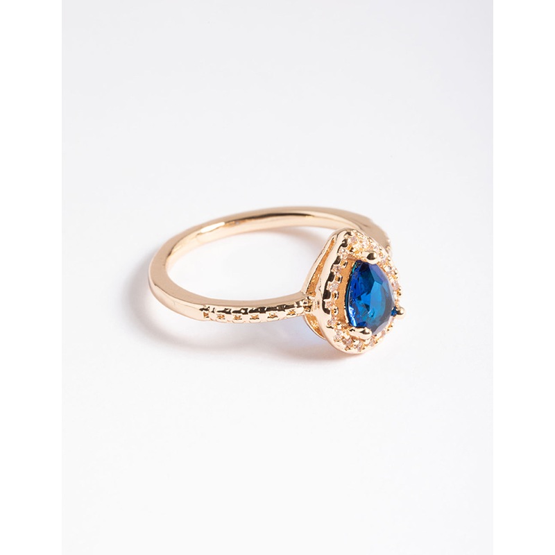Gold Small Halo Pear Ring|SM|ML