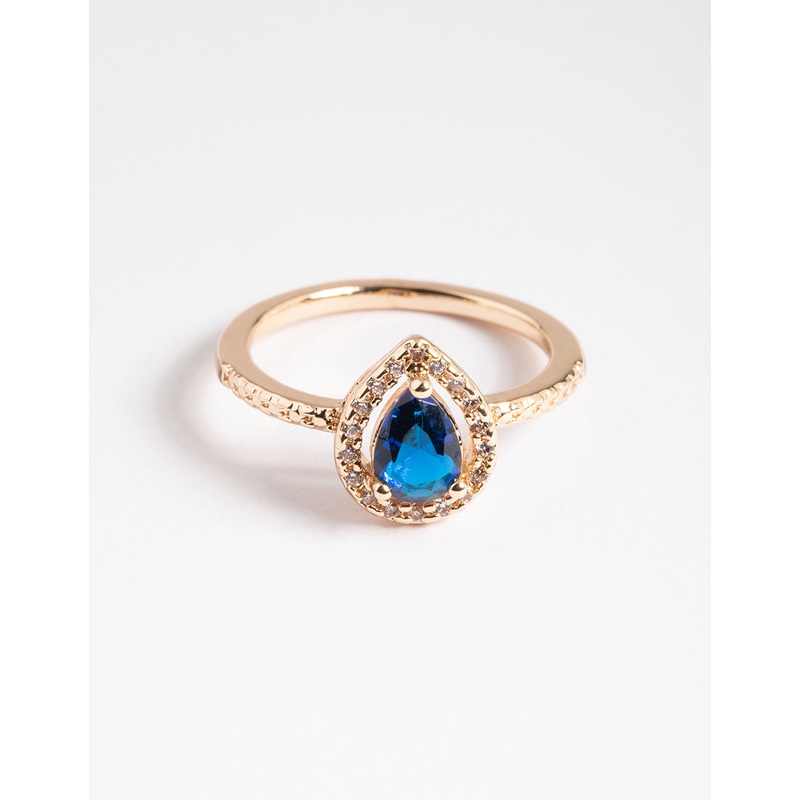 Gold Small Halo Pear Ring|SM|ML