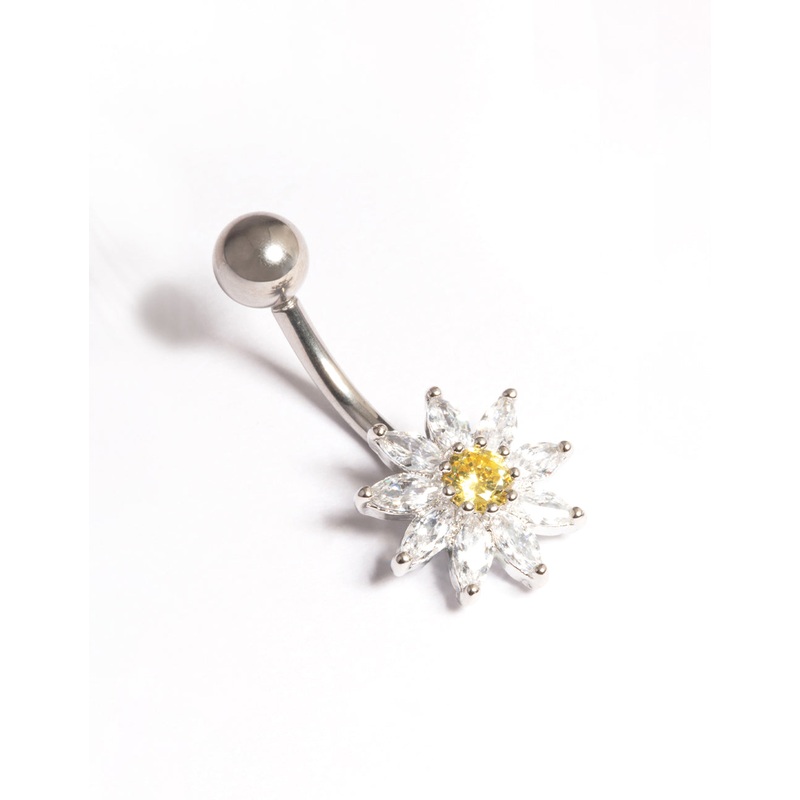 Surgical Steel Cubic Zirconia Celestial Drop Clicker Ring