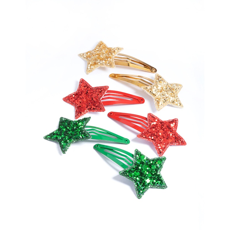 Kids Fabric Glitter Star Snaps 6-Pack